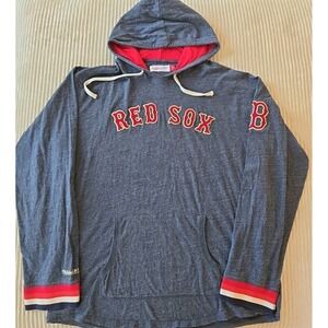 Mitchell & Ness Boston Red Socks Baseball MLB Hooded Long Sleeve T shirt 3XL